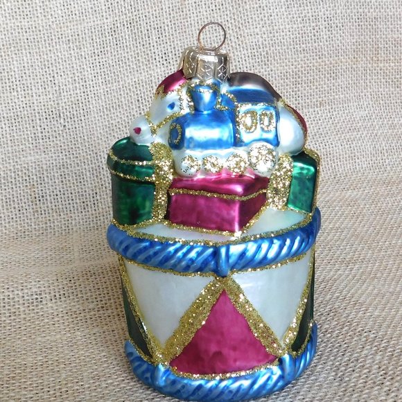 VTG Krebs Lauscha Horse on Drum Christmas Ornament Hand Blown Glass Germany - Picture 7 of 9